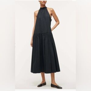 Staud Marlowe Poplin Halter Midi-Dress